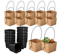 HANABASS 12 sacchetti di carta kraft con manico per piante grasse - sacchetti regalo impermeabili per matrimoni, baby shower, bomboniere - inclusi vasi per piante, 8,5 cm
