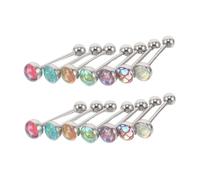 HANABASS 14 Pezzi Piercing Studs per Lingua con Design Anelli Barbell Dritti con Motivo Squame Accessori Unisex per Gioielli da Piercing Tattoo