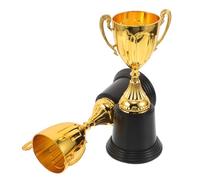 HANABASS 2 Mini Trofei Oro con Base Quadrata Trofei in Plastica Resistenti per Competizioni Vincitori in Sport e Scuola