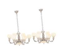HANABASS 2 Miniature Dollhouse Hanging Lamps Retro Simulation Lighting For DIY Mini House Furniture And Display Scenes