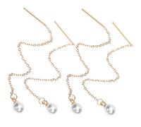 HANABASS 2 Paia di Orecchini Infilatori Perle Lunghe in Lega, Eleganti e Resistenti alla Ruggine, per Donne in Cerca di Stile Romantico e Delicato