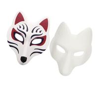 HANABASS 2 Pezzi Maschera da Volpe in Eva Bianca per Halloween e Feste Maschera Vuota per Personalizzare e Party Stimola la Creatività