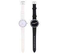 HANABASS 2 Pezzi Orologio da Polso per Ragazze in Colori Semplici Bianco e Nero Movimento PC Preciso Design Monocromatico per Studenti Adolescenti