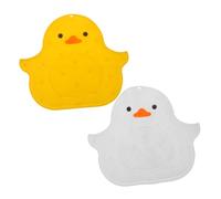 HANABASS 2 Pezzi Tappetino Antiscivolo da Bagno in Silicone con Ventose Scrubber e Massaggiatore Piedi con Design Papera Gialla per Esfoliare e Detergere Piedi in Doccia Adatto Tutta la