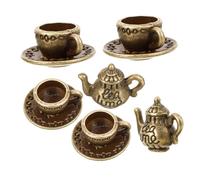HANABASS 2 Set di tazza di tè in metallo mini giocattolo il mini verso lo rende un mini cibo minicucina Miniature Preparazione del tè mini roba ferro da stiro Marrone scuro