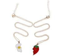 HANABASS 2pezzi Collana Due Cuori in Lega di Zinco Catena per Maglione Smaltata Gioielli per Ciondolo Cuore per Donne Collana Abbinata per Amicizia