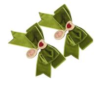 HANABASS 2pezzi Fiocco in Velluto Pre-annodato con Spilla Forma di Cuore Accessorio per Costume Francese da Donna Ornamento per Ghirlanda da Porta Natalizia