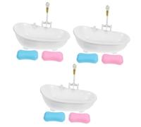 HANABASS 3 Set Piatto da bagno mini doccia fare finta Accessori mini vasca da bagno della casa delle bambole vasca da bagno in plastica in miniatura addominali bianca