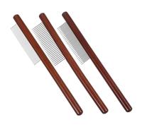 HANABASS 3pezzi Pettine Toelettatura in Legno per Cani di Pettini con Denti Arrotondati e Anti-lacrime Districante per Peli di Cane Portatile e Riutilizzabile per Piccoli Animali Domestici