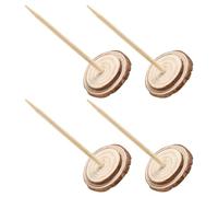 HANABASS 4 Pezzi Base in Legno per Decorazione Natalizia, Supporto Rustico | Legno Naturale Perno Centrale, Base Larga e Finitura Grezza, per Piccoli Coni e Allineamento Regolabile