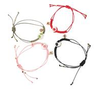 HANABASS 4 pezzi Braccialetto Gattino Ceramica Regolabile con Charm Gatto Simpatico Corda Intrecciata Colorata per Ragazze Accessorio Leggero e Comodo per Ogni Occasione