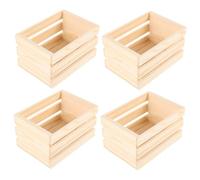 HANABASS 4 Pezzi Cesto Portaoggetti Per Casa Delle Bambole Decorazione in Miniatura Delle Bambole Cosa in Miniatura Mini Accessorio Per Casa Delle Bambole Piccole Cose Beige Di Legno
