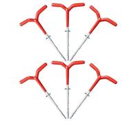 HANABASS 6 Picchetti per Tende da Ghiaccio in Metallo Filettati, Ancore di Ghiaccio per Pesca e Campeggio, Pioli per Venti Forti Vite a Spirale per Fissaggio Rapido in Ambienti Esterni