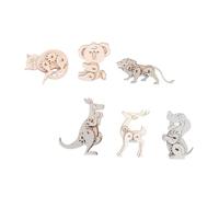 HANABASS 6 Set Puzzle Legno per Animali da Assemblare Educativo DIY per Include Cane Leone e Cervo Facile da Montare per Decorare Scrivanie e Librerie