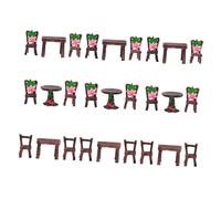 HANABASS 9 Mini Tavolo e Sedie da Pranzo Country con Fiori Accessori per Micro Paesaggio e Casa Miniatura Decorazione Elegante per Giardino Miniatura