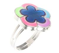 HANABASS Anello Dell’Umore Regolabile da Donna a Forma di Fiore Anello Aperto in Lega Resistente che Cambia Colore lo stato Emotivo Gioiello Versatile per Lavoro Feste e Appuntamenti