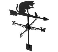 HANABASS Banderuola Segnavento Decorazione Resistente e Funzionale in Acciaio Inossidabile Nero Design Gatto, Indicatore Direzione Vento per Giardino per Esterni