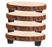 HANABASS Base Portavasi in Legno Naturale con Gambe a Treppiede, Set da 2 Pezzi 11 Cm X 4 Cm, Supporto per Piante da Balcone e Porta Torta Stabile per Casa e Ufficio