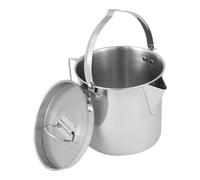 HANABASS Bollitore da Campeggio in Acciaio Inox 1,2 l Manico | Design Sospeso Beccuccio, Finitura Lucida Argento, per Viaggio, Picnic e Preparazioni All'aperto