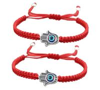 HANABASS Braccialetti Amuleto Anti-malocchio Intrecciati Regolabili da 2 Pezzi Corda e Lega, Bracciale di Corda Intrecciata per Protezione Quotidiana e Stile Femminile
