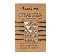 HANABASS Braccialetti Intrecciati Regolabili a Forma di Cuore in Acciaio 5 Pezzi Set per Coppie Corde da Polso per Ragazze Accessori Gioiello per Festa e Regalo Romantico