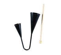 HANABASS Campana Agogo a Due Toni in Metallo e Legno Portatile per Bambini Strumento Percussione Samba Tradizionale Nero per Giochi Musicali