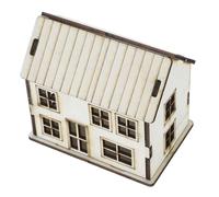HANABASS Casa in Miniatura Cottage in Miniatura Per Casa Delle Bambole Di Casa Di Montaggio Kit Di Villa Rustica Statua Del Villaggio Di Natale Di Legno Beige