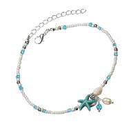 HANABASS Cavigliera da Spiaggia Perline di Guscio e Cinque Punte Cavigliera Regolabile da Donna e Ragazza Accessorio Decorativo Estivo per Look Glamour e Marittimo