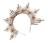 HANABASS Cerchietto Corona Lolita da Dea per Ragazza in Plastica Oro, Accessorio Chioma Decorativo Delicato per Festa Cosplay e Concorso di Bellezza