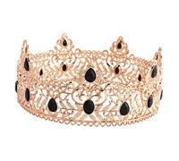 HANABASS Corona da Re Vintage in Lega per Uomo Accessorio Cosplay Barocco con Dettagli Neri e Dorati per Performance Matrimoni e Feste Tema Medievale