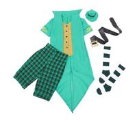HANABASS Costume Da Bambina Verde Per Halloween e San Patrizio Abito Elegante Con Cappello e Pantaloni Per Feste Taglia Vestito Da Fata Leprechaun Per Occasioni Speciali