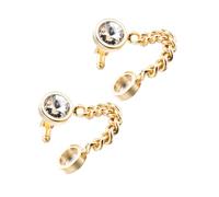 HANABASS Crystal Cuff Studs With Round Chain in Gold Plating For Men, Wedding Party, Formal Shirt Accessories With Box