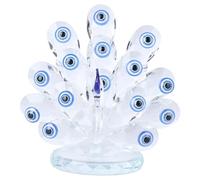 HANABASS Decorazione da Tavolo Elegante Complemento D'arredo Pavone dagli Occhi Blu in Cristallo Trasparente la Casa e L'ufficio