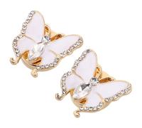 HANABASS Gemelli a Farfalla Strass per Camicia Donna, Bottoni Copri-polso in Lega di Zinco, Accessori Eleganti per Feste, Matrimoni e Eventi Formali, Set 2 Pezzi Colore Chiaro