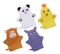 HANABASS Guanti Esfolianti per Doccia 4 Pezzi per Bambini in Poliestere, Guanti da Bagno Soffici per Rimuovere Polvere e Alleviare Fatica, Accessori Bagno per Pulizia Delicata