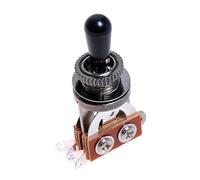 HANABASS Interruttore Vie per Chitarra Elettrica in Ottone con Manopola Argentata per Tele o Chitarre Simili Interruttore Levetta Nero e Argento