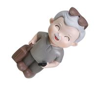 HANABASS Mini Decorazione in Resina per Torta e Scrivania, Statuetta da Viaggio di Anziano Vivace Alta 7 Cm, Ornamento Compatto per Interni Auto e Ufficio