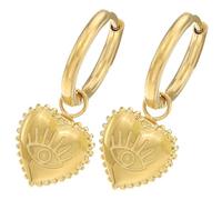 HANABASS Orecchini Forma di Cuore in Acciaio Inossidabile Motivo Occhio Orecchini Pendenti per Donna Accessori Luminosi per Ogni Occasione