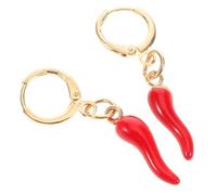 HANABASS Orecchini Huggie per Donna a Cerchio con Pendente a Forma di Peperone in Corno Italiano Rosso Gioielli Vegetali Placcati Oro Accessori Versatili per Look Casual e Formale