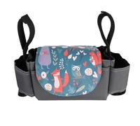 HANABASS Organizer per Passeggino con Porta Bicchiere e Sacca Porta Pannolini Multifunzione Borsa Leggera e Resistente per Tasca Organizer per Bottiglie e Accessori Design Chic Animali