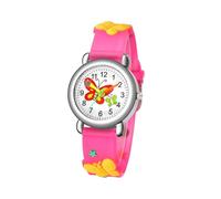 HANABASS Orologio al Quarzo con Motivo Farfalla per Ragazzi e Ragazze, Cinturino Regolabile in Plastica Leggera, Design Cartoon Adorabile per Studenti e Utilizzo Quotidiano