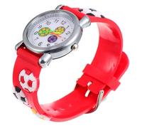HANABASS Orologio da Polso e Vetro Resistente Motivo Calcio 3d, Cinturino in Plastica Rosso Design Semplice e Leggero per Ragazzo Ragazza per Ragazzi e Ragazze