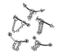 HANABASS Piercing Labbro in Acciaio Inox 5 Pezzi Set Anelli Labret Verticali, Orecchini a Perno Bilanciere e Catena, Gioielli Piercing Corpo Donna per Feste e Uso Quotidiano