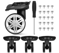 HANABASS Ruote di Ricambio Doppie per Valigie 360° Girevoli in Tpe e Pp Cuscinetti Resistenti, Kit Completo Viti e Cacciavite per Riparazione Bagagli da Viaggio