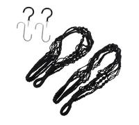 HANABASS Set 2 Cestini da Fiori Intrecciati a Mano in Cotone Ganci, Portavasi Sospesi da Esterno per Balcone e Giardino, Appendini Robusti e Decorativi per Vasi di Medie Dimensioni