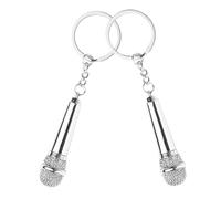 HANABASS Set 2 Portachiavi Microfono in Metallo Argento Ciondoli Creativi per Borse e Decorazioni Fai da Te Accessori Pendenti Robusti per Festival e Uso Quotidiano