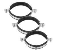 HANABASS Set 3 Pezzi Ganci per Tubi in Acciaio al Carbonio, Staffe di Montaggio Regolabili 90mm, Supporto Sicuro per Tubi Fissaggio a Parete e Rivestimento in Gomma
