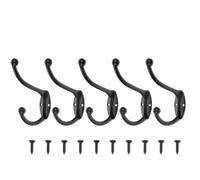 HANABASS Set 5 Ganci da Parete in Ferro Nero Facili da Pulire e Installare per Cucina e Bagno, Appendini Resistenti per Abiti e Asciugamani