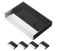 HANABASS Set 5 Pezzi Scatole di Plastica per Cassette Audio, Custodia Vintage per Nastri di Registrazione, Design Elegante Nero in PS, per Scrivanie e Scaffali