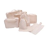 HANABASS Set 8 Pezzi Organizer da Viaggio in Poliestere Beige, Riduce le Pieghe e Protegge i Vestiti Dall’umidità, per Valigia e Casa